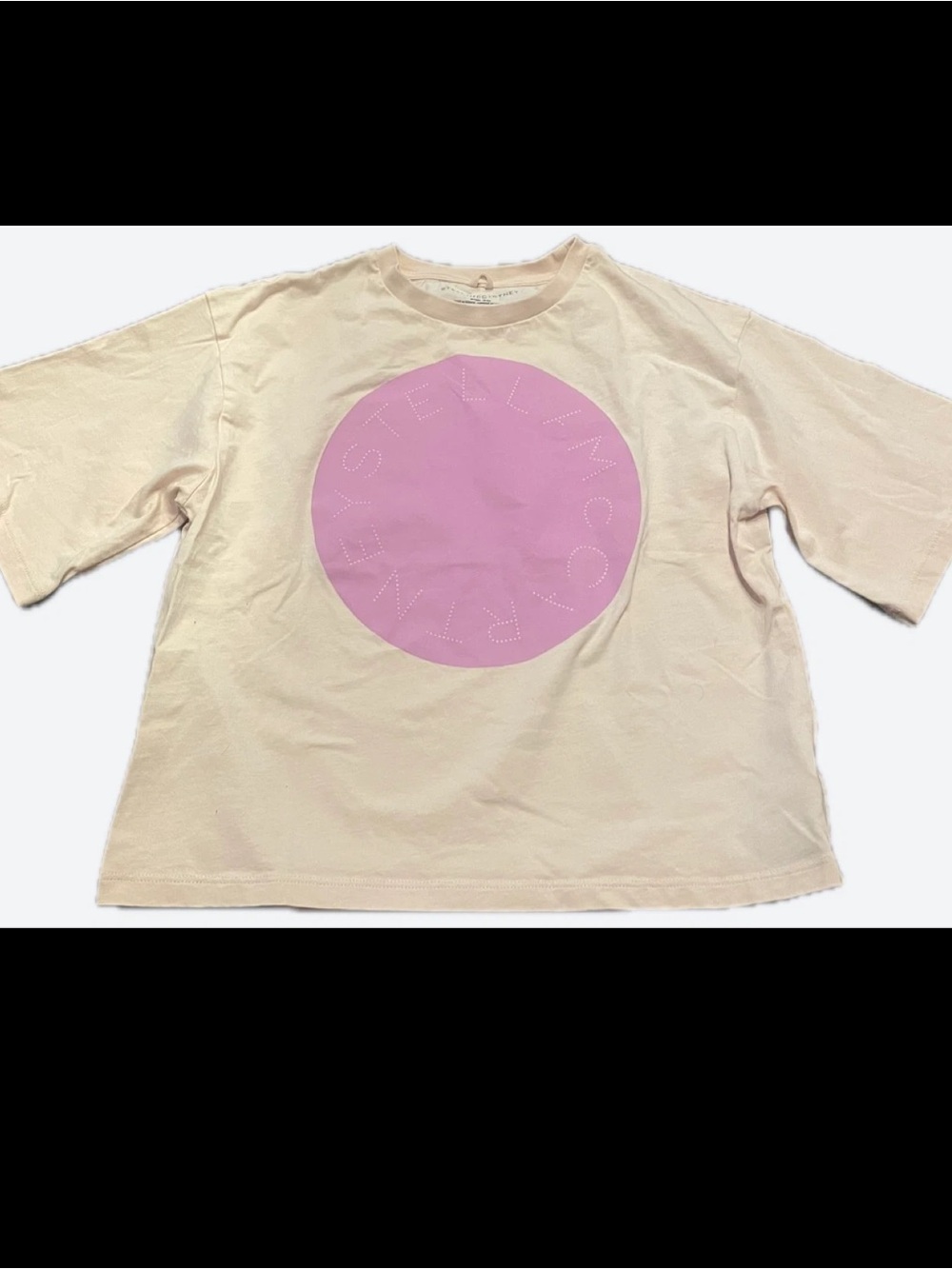 Stella McCartney Kids Cream Tee with Pink Logo Disc
